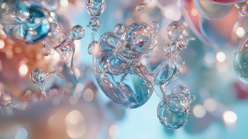 Ultra-detailed futuristic colorful iridescent fluid bubble abstract 3D illustration stock illustration