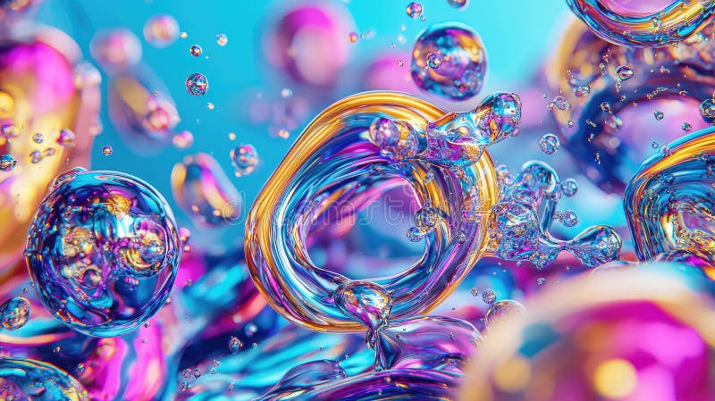Ultra-detailed futuristic colorful iridescent fluid bubble abstract 3D illustration vector illustration