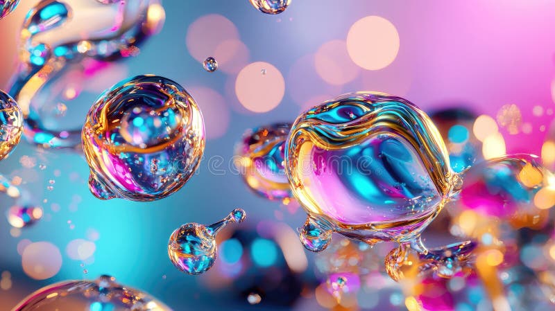 Ultra-detailed futuristic colorful iridescent fluid bubble abstract 3D illustration royalty free illustration