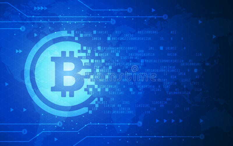 Ultra HD Bitcoin waluty Blockchain technologii Światowej mapy tła Abstrakcjonistyczna Crypto ilustracja ilustracja wektor