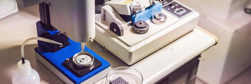 Ultrasonic Cutter System and precision micrometer grinder polishing machine BANNER, long format royalty free stock images Ultrasonic Cutter System and precision micrometer grinder polishing machine BANNER, long format royalty free stock images
