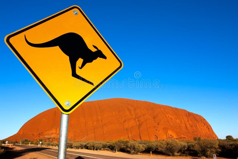 Uluru Australien Känguru-Zeichen stockfotografie Uluru Australien Känguru-Zeichen stockfotografie