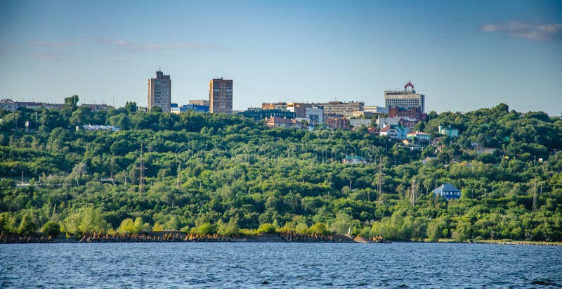 Ulyanovsk, Russia - July 20, 2019. View of the city of Ulyanovsk from the Volga river, Russia stock photo Ulyanovsk, Russia - July 20, 2019. View of the city of Ulyanovsk from the Volga river, Russia stock photo