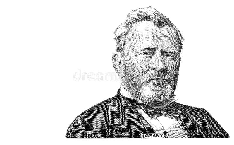 Ulysses S. Grant cut on new 50 dollars banknote isolated on white background. Ulysses S. Grant cut on new 50 dollars banknote isolated on white background