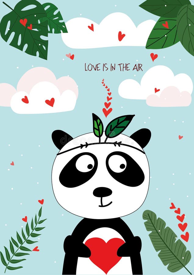 Panda Com a Página Do Livro Para Colorir Da Criança Do Coração