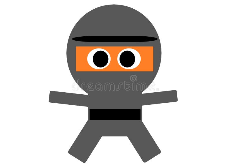 Um Desenho Animado, Simples E Bonito, Com a Impressão De Um Ninja  Cinzento-escuro Com Cinto Preto E Olhos Redondos Grandes Com Pan Ilustração  Stock - Ilustração de olho, grande: 229464732