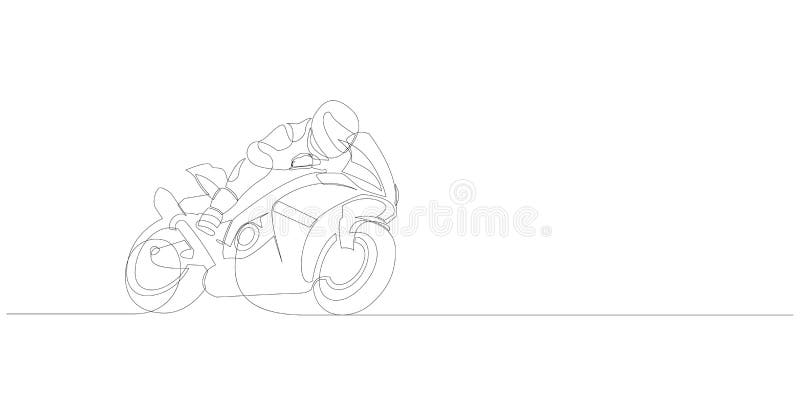 Desenho De Uma única Linha De Jovem Moto Racer Saltando Em Sua