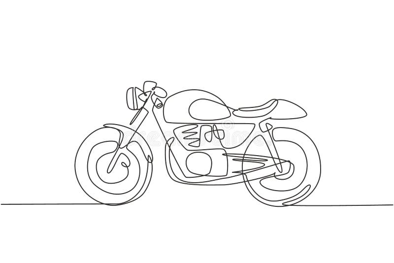 Uma Única Linha Desenho Antiga Motocicleta Retro Helicóptero