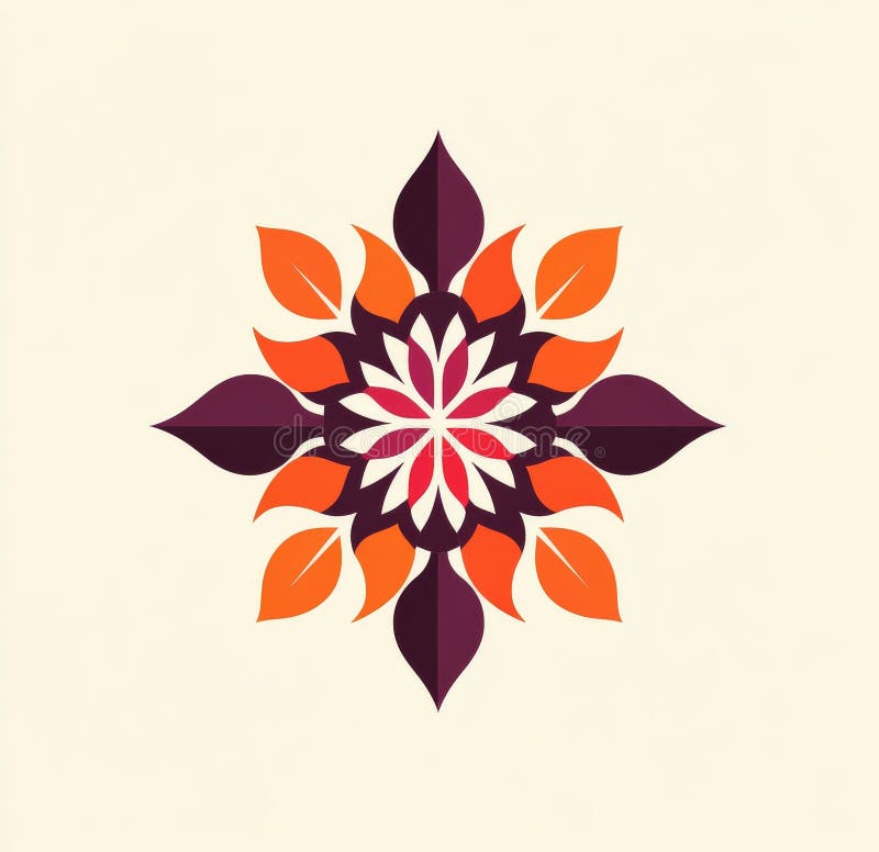 Um design de logótipo preto com formas geométricas simétricas e elementos florais integrados ilustração do vetor