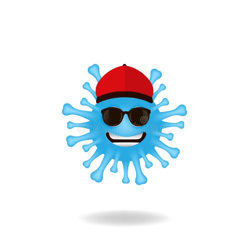 Um design elegante da bactéria coronavirus mascot com expressão encantadora de sorriso. design do logotipo mascot