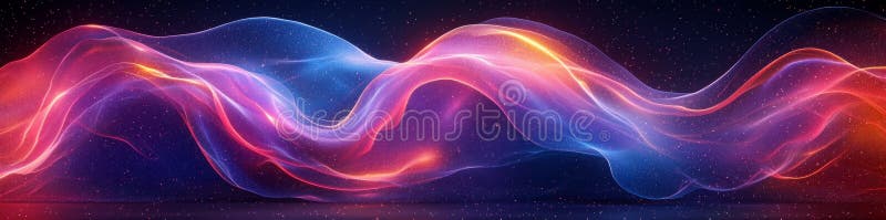 Um deslumbrante sinal de ondas sonoras néon azul com um fundo abstrato moderno destacado por uma faixa elegante ilustração stock