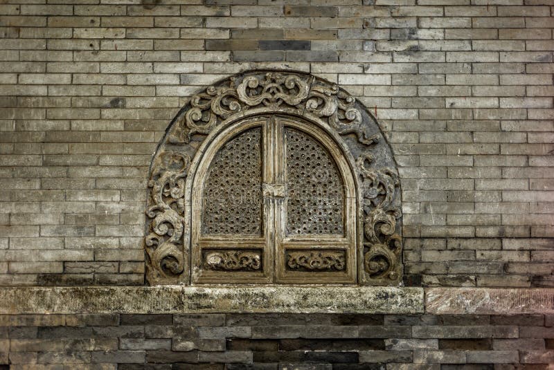 Um detalhe de uma janela em um Pequim tradicional Hutong em China -