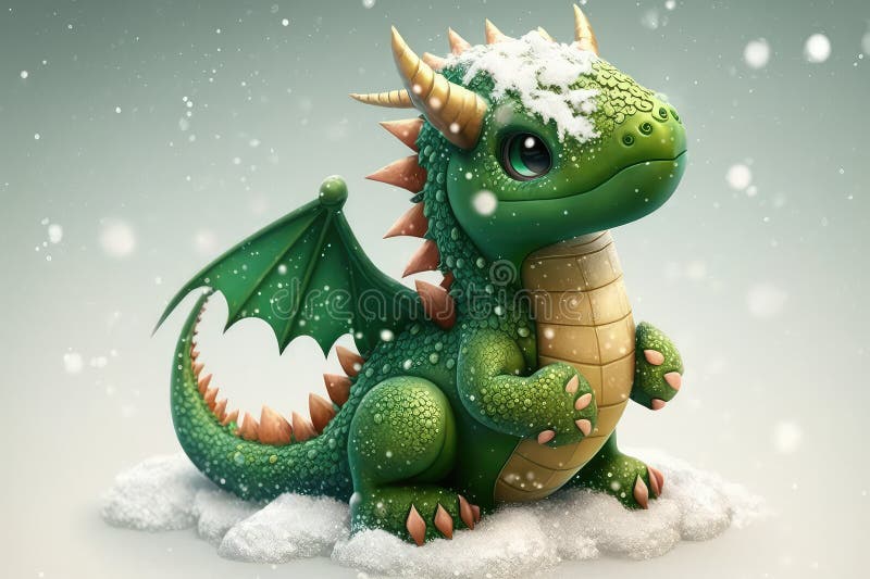 Mini Dragão Com Chifres Brancos Na Neve Assiste a Queda De Flocos De Neve  Durante Os Dragões Ano Novo, O Gerador Ai Ilustração Stock - Ilustração de  inverno, verde: 273217185