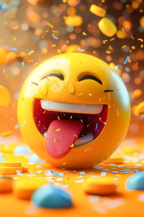 A yellow emoji with a tongue sticking out and a smile on its face. The image is a fun and lighthearted representation of a happy moment. Generative AI AI generated. A yellow emoji with a tongue sticking out and a smile on its face. The image is a fun and lighthearted representation of a happy moment. Generative AI AI generated