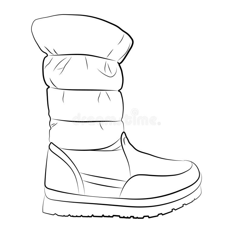 Um esboço de botas fêmeas em um fundo branco ilustração stock Um esboço de botas fêmeas em um fundo branco ilustração stock