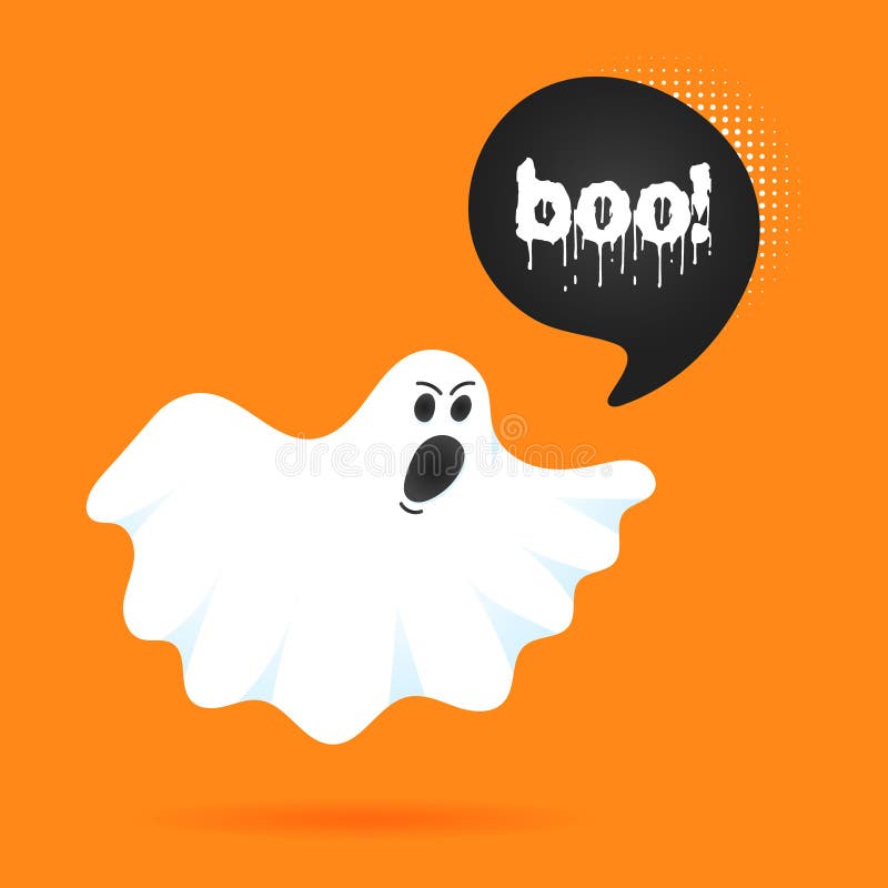 Fantasma De Desenho Animado Diz Boo Ilustração do Vetor