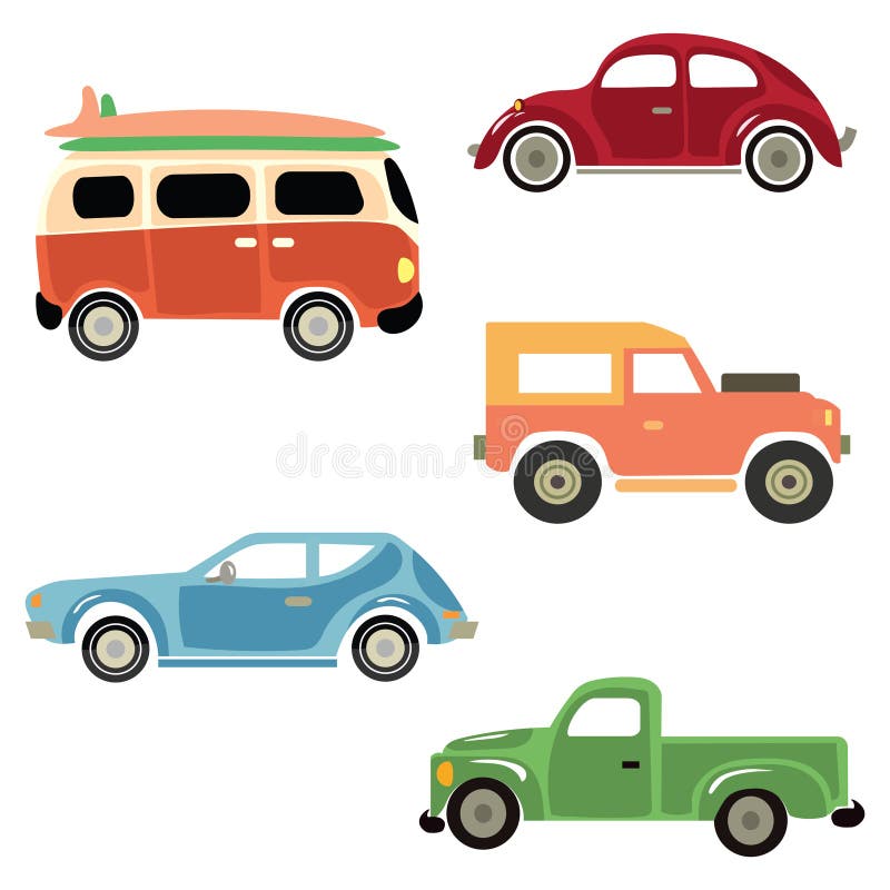 conjunto de carros da cidade do bebê. transporte engraçado. ilustração  vetorial dos desenhos animados em estilo simples infantil simples para  crianças. o carro de bombeiros, ambulância, polícia, ônibus escolar e  corridas isoladas