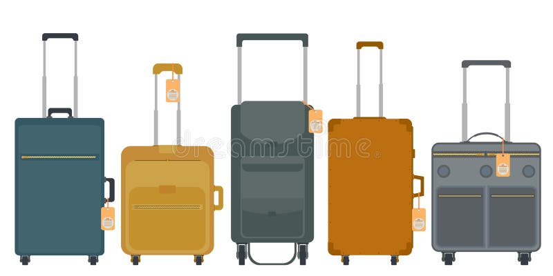 Um grupo de sacos do curso Malas de viagem e sacos nas rodas ilustração do vetor Um grupo de sacos do curso Malas de viagem e sacos nas rodas ilustração do vetor