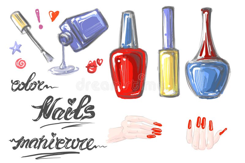 Esmalte De Unhas E Desenho De Cuticle Ilustração do Vetor - Ilustração de  cosméticos, objeto: 207496490