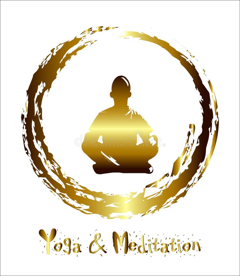 Um homem medita o fundo abstrato do ouro, ioga raio feixe Meditação budista, meditação hindu Vetor ilustração do vetor Um homem medita o fundo abstrato do ouro, ioga raio feixe Meditação budista, meditação hindu Vetor ilustração do vetor