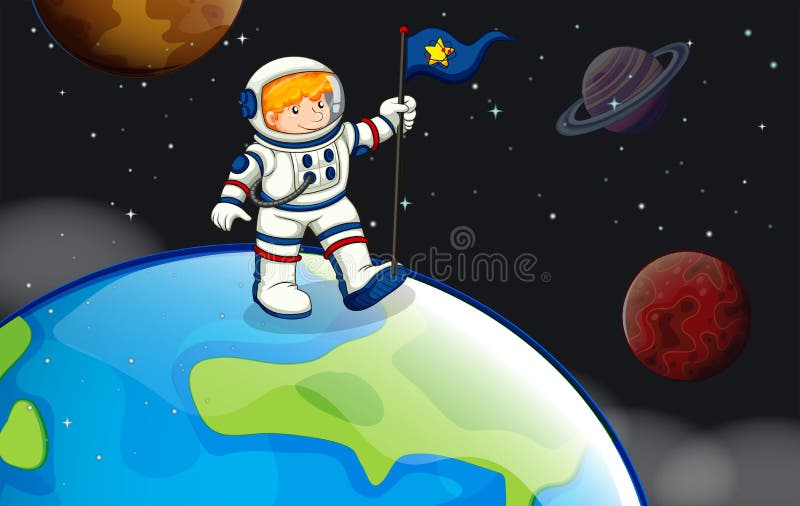 Um homem no outerspace ilustração stock Um homem no outerspace ilustração stock
