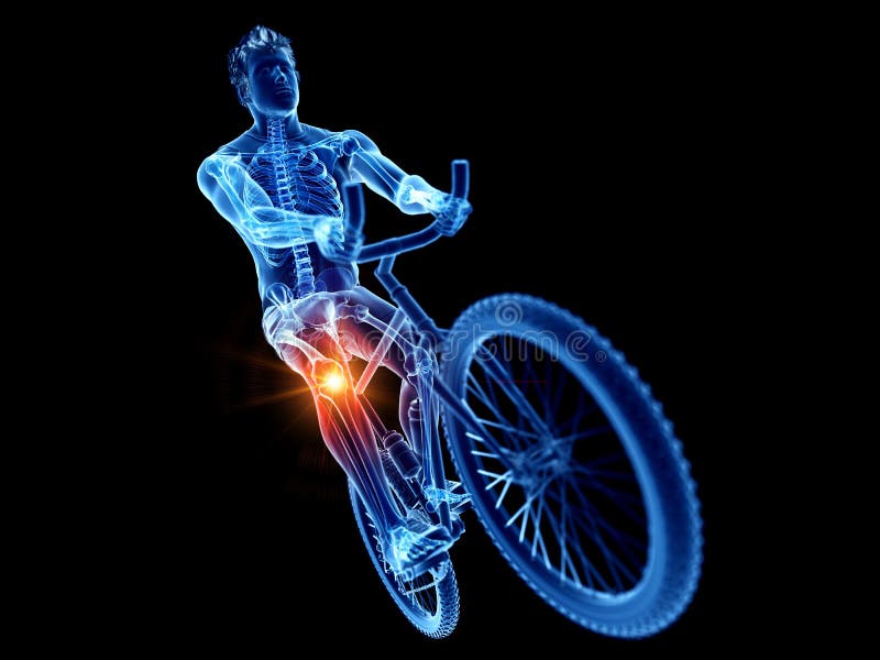 um joelho doloroso dos ciclistas ilustração stock um joelho doloroso dos ciclistas ilustração stock