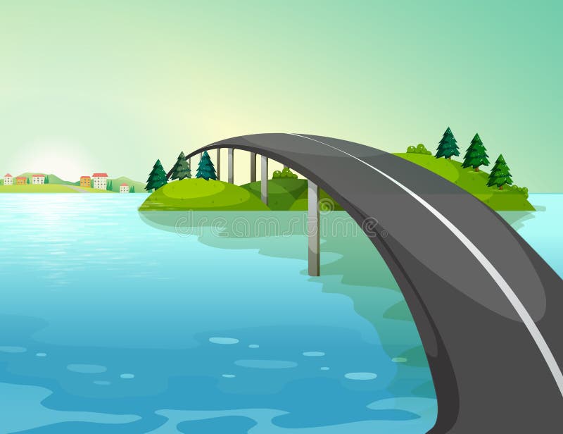 Um longo caminho acima do rio ilustração do vetor Um longo caminho acima do rio ilustração do vetor