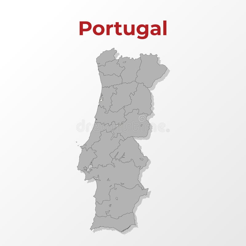 Mapa cinzento de Portugal (distritos em camadas separadas ) imagem vetorial  de chrupka© 86257284