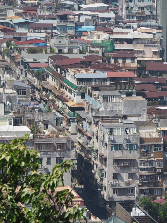 Um mar dos prédios de apartamentos ilustra uma boa imagem do Macau densamente povoado fotografia de stock Um mar dos prédios de apartamentos ilustra uma boa imagem do Macau densamente povoado fotografia de stock