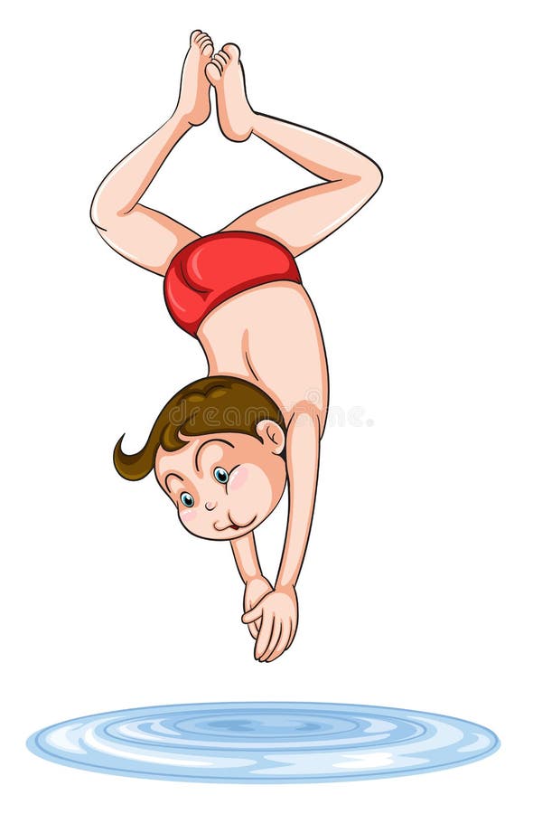 Um mergulho do menino na água ilustração stock Um mergulho do menino na água ilustração stock