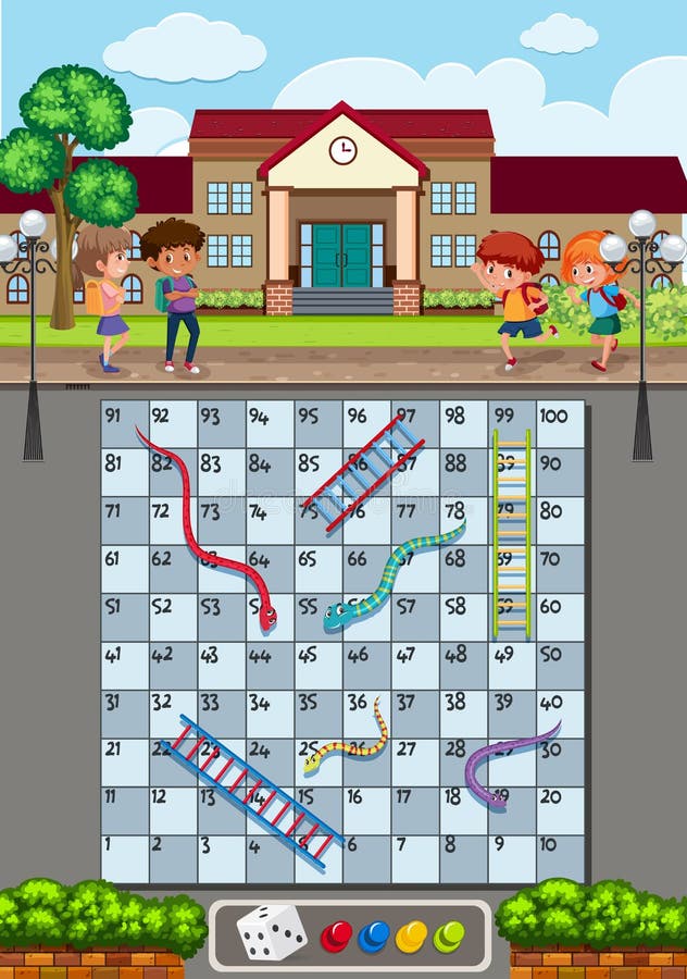 Jogo De Escada De Cobra Para Modelo Para Crianças Ilustração Stock -  Ilustração de jogos, mapa: 218373083