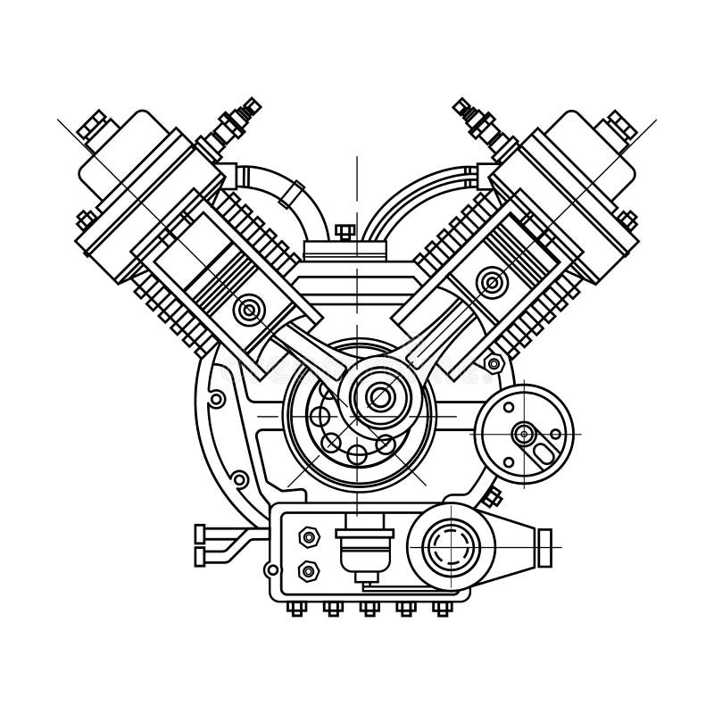 Desenho Do Vetor Motor De Arranque. Ilustração De Estilo Gravado Desenhado  à Mão Isolado Ilustração do Vetor - Ilustração de industrial, motor:  281777044