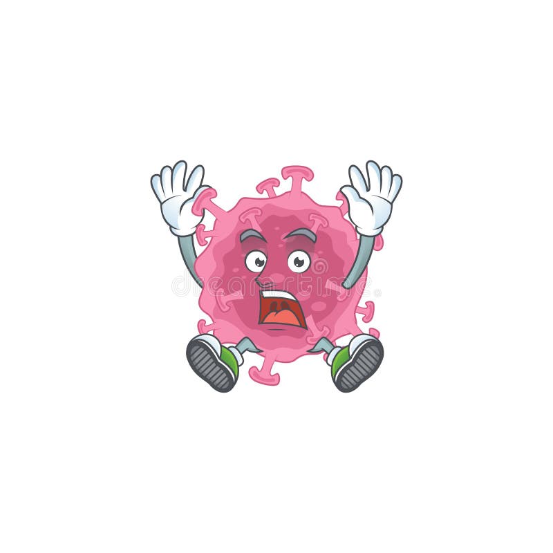 Um personagem de desenho animado parasita do vírus da corona atordoante com rosto feliz