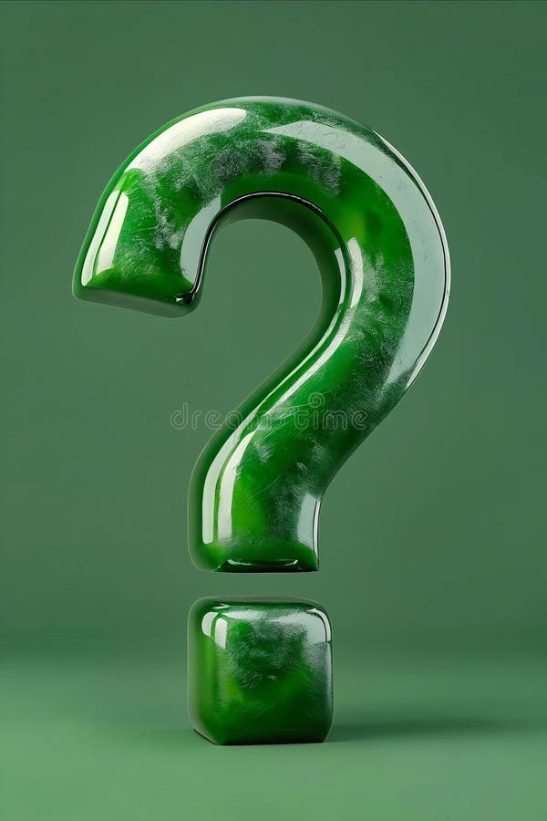 A green question mark made of glass. Generative AI. AI generated. A green question mark made of glass. Generative AI. AI generated