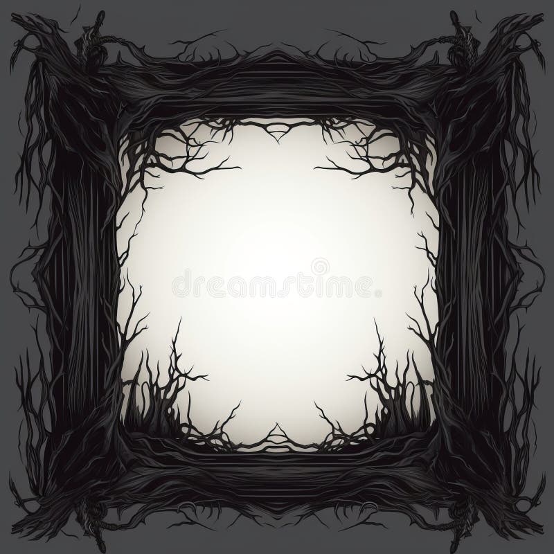 Um quadro quadrado preto e branco com ramos e folhas ilustração royalty free