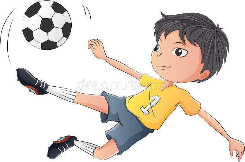 Um rapaz pequeno que joga o futebol ilustração royalty free Um rapaz pequeno que joga o futebol ilustração royalty free