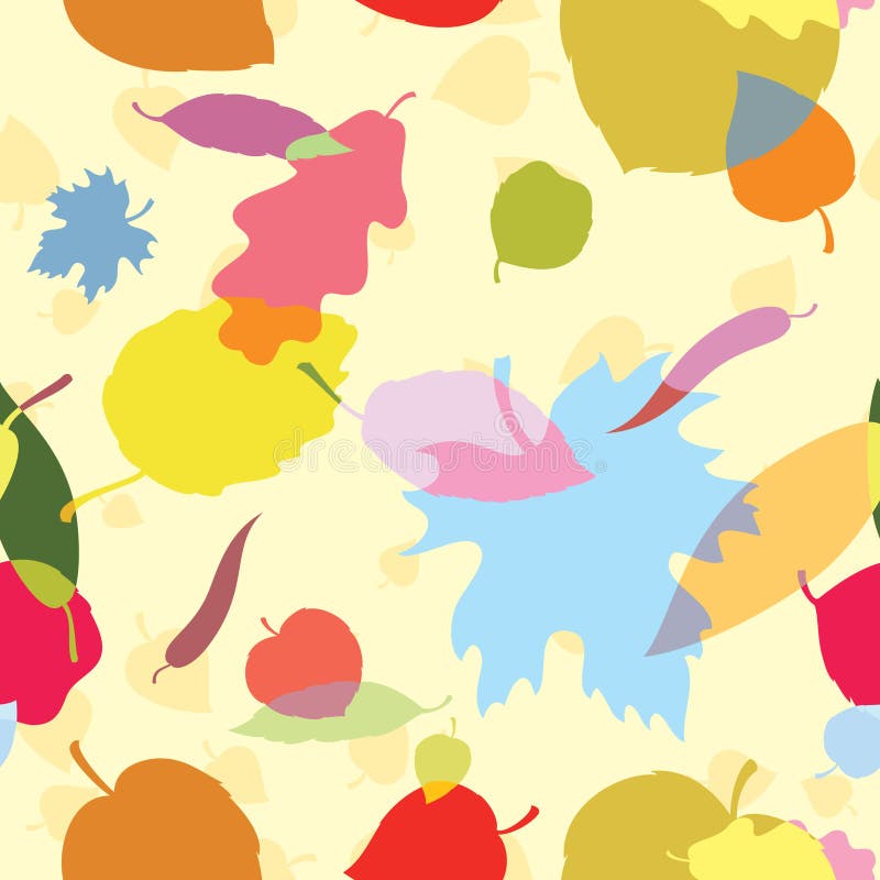 Um teste padrão sem emenda com folhas multicolor ilustração royalty free Um teste padrão sem emenda com folhas multicolor ilustração royalty free
