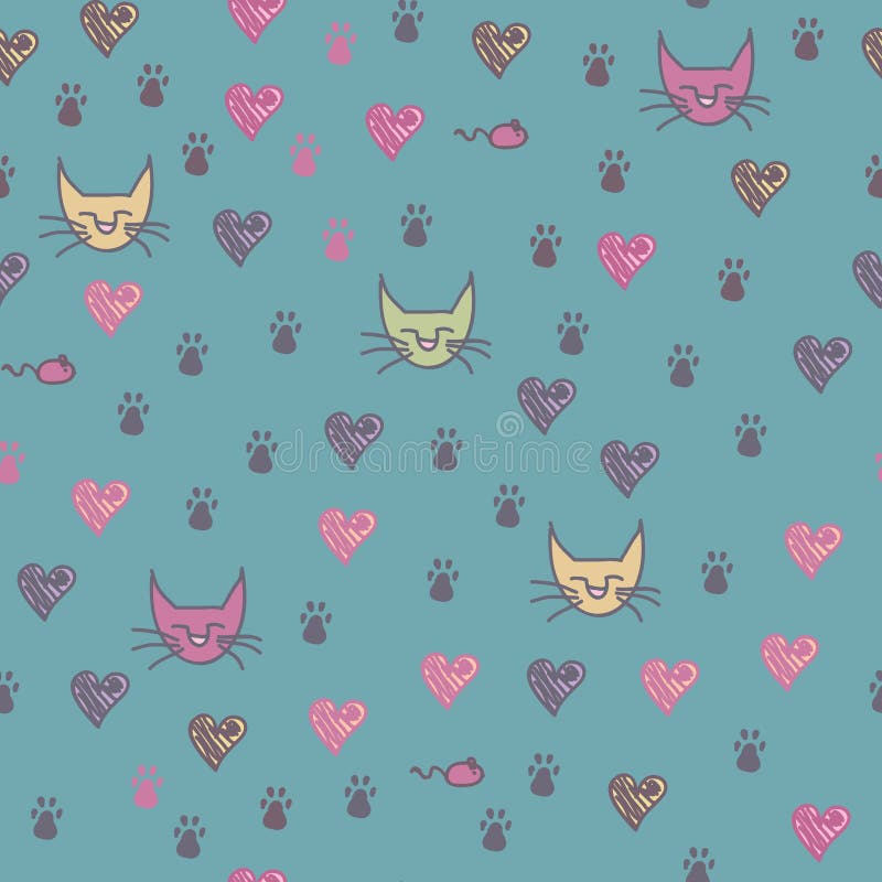 Um teste padrão sem emenda de cópias da pegada dos gatos ilustração do vetor Um teste padrão sem emenda de cópias da pegada dos gatos ilustração do vetor
