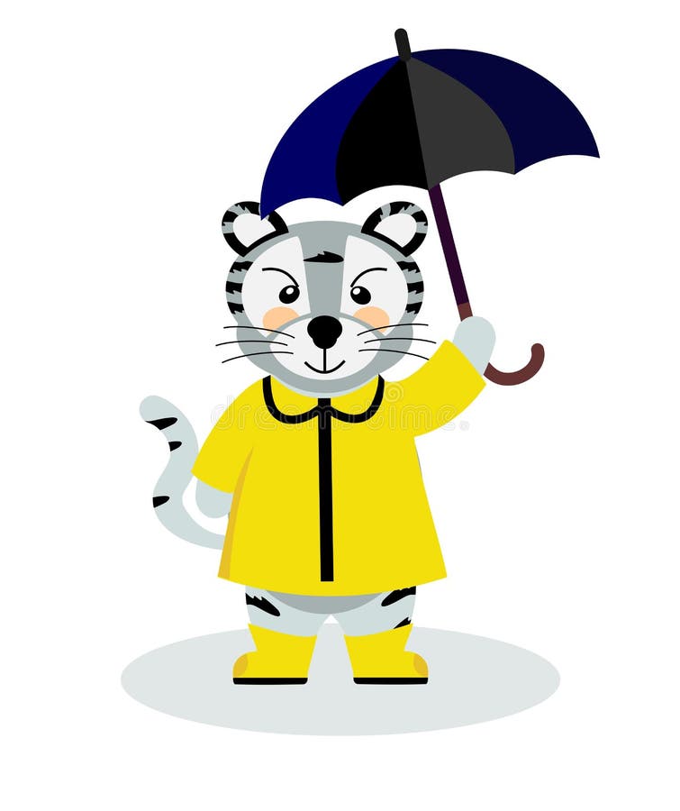 Tigre Riscado Alegre Em Uma Capa De Chuva Amarela Em Botas Com Guarda-chuva  Símbolo De 2022. Ilustração Vetorial Isolada Em Um Ilustração Stock -  Ilustração de tigre, filhote: 218188697