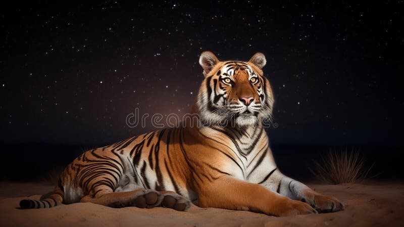 tigre dentro a escuro. 3d Renderização, 3d ilustração., ai generativo  imagem Foto Grátis