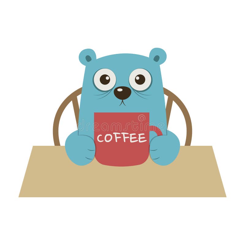 urso panda fofo na xícara bebendo café chá desenho animado teddy