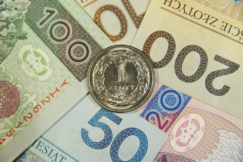 Um zloty em todo o dinheiro polonês