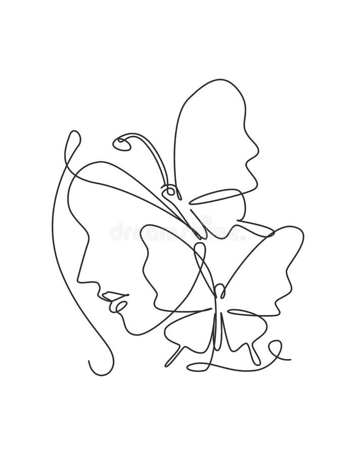 rosto de mulher desenho de linha única com flores arte em linha