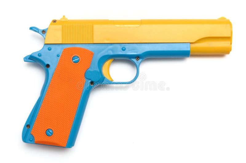 Uma Arma Colorida Da Mão Da Pistola Do Brinquedo Foto de Stock - Imagem de  revestimentos, fundo: 121015934