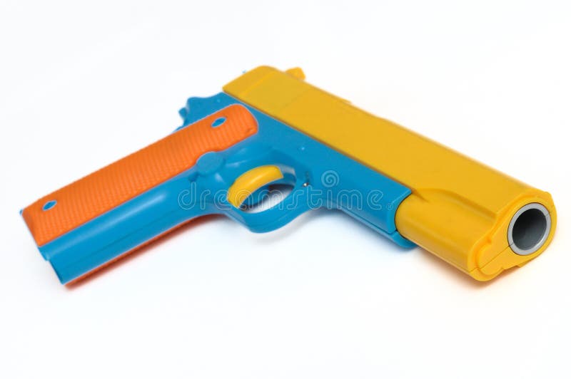 Uma Arma Colorida Da Mão Da Pistola Do Brinquedo Foto de Stock - Imagem de  revestimentos, fundo: 121015934