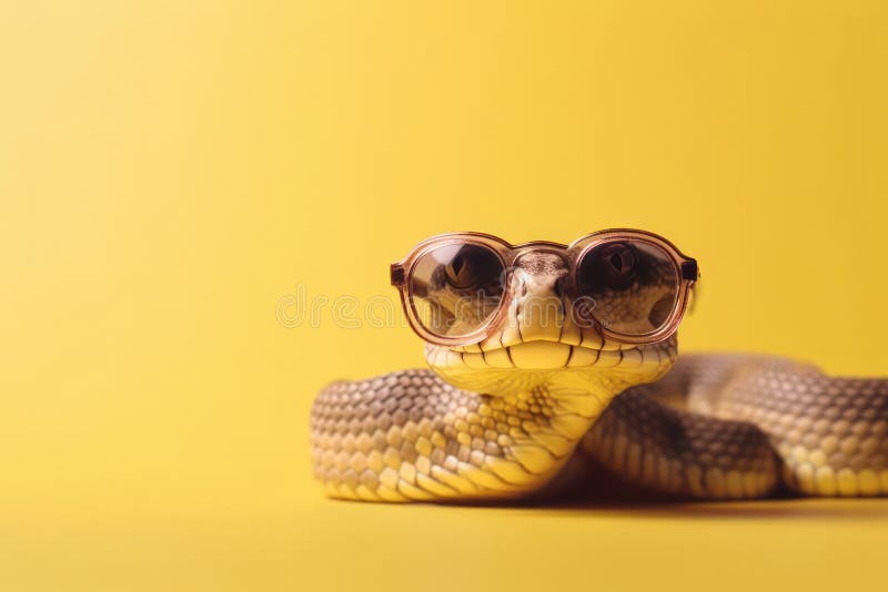 Cobra engraçada usando óculos escuros