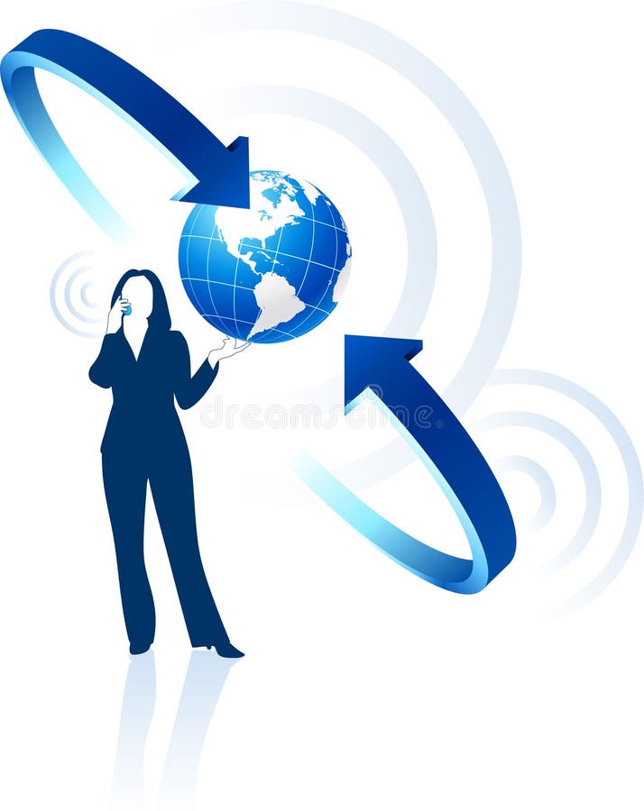 Uma comunicação global da mulher de negócios ilustração do vetor Uma comunicação global da mulher de negócios ilustração do vetor