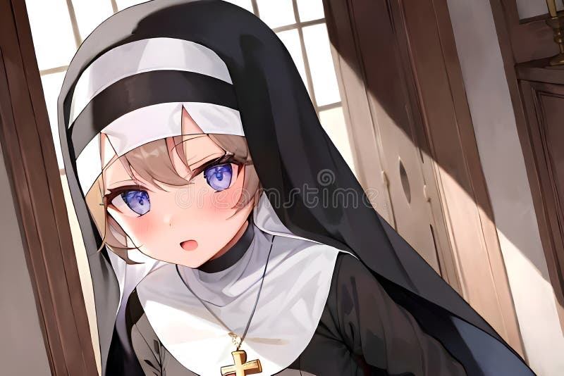 Moça De Anime Assustada Em Uma Roupa De Freira Em Um Mosteiro. Ai  Generativo Ilustração Stock - Ilustração de medo, vestido: 268297641