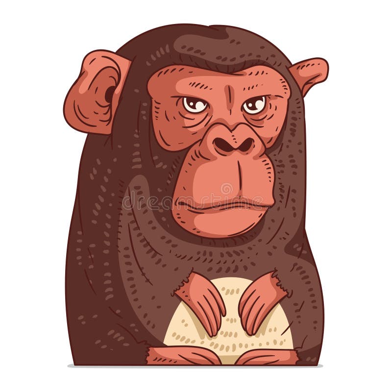 Uma Ilustração De Crianças Vetoras Isoladas De Macacos. Desenho Animado  Bonito De Um Chimpanzé Ilustração do Vetor - Ilustração de cartoon, selva:  252528867