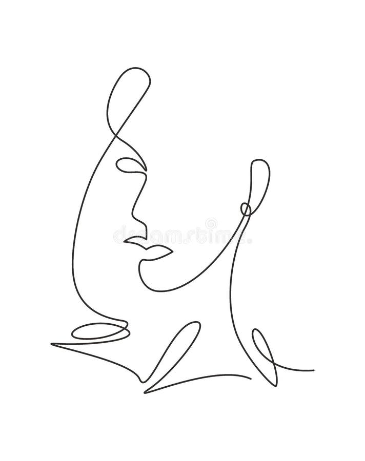 uma única linha desenho rosto abstrato de beleza de mulher, penteado,  ilustração vetorial de moda. conceito